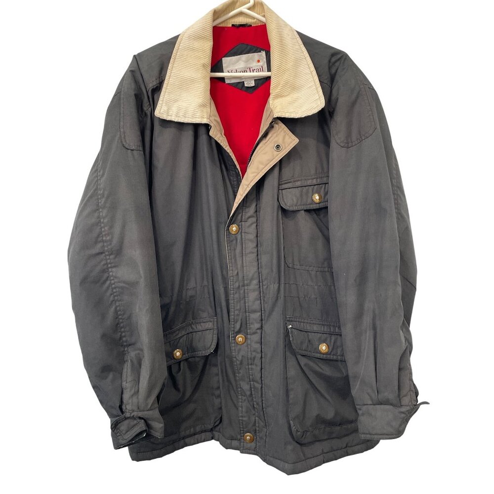 Vintage Yukon Trail Jacket Size XL Snap Front Corduroy Collar Lined Chore Barn